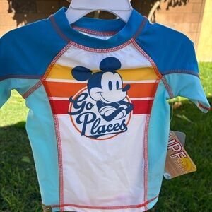 Disney Mickey Mouse Kids Rashguard - Blue, White, and Orange
